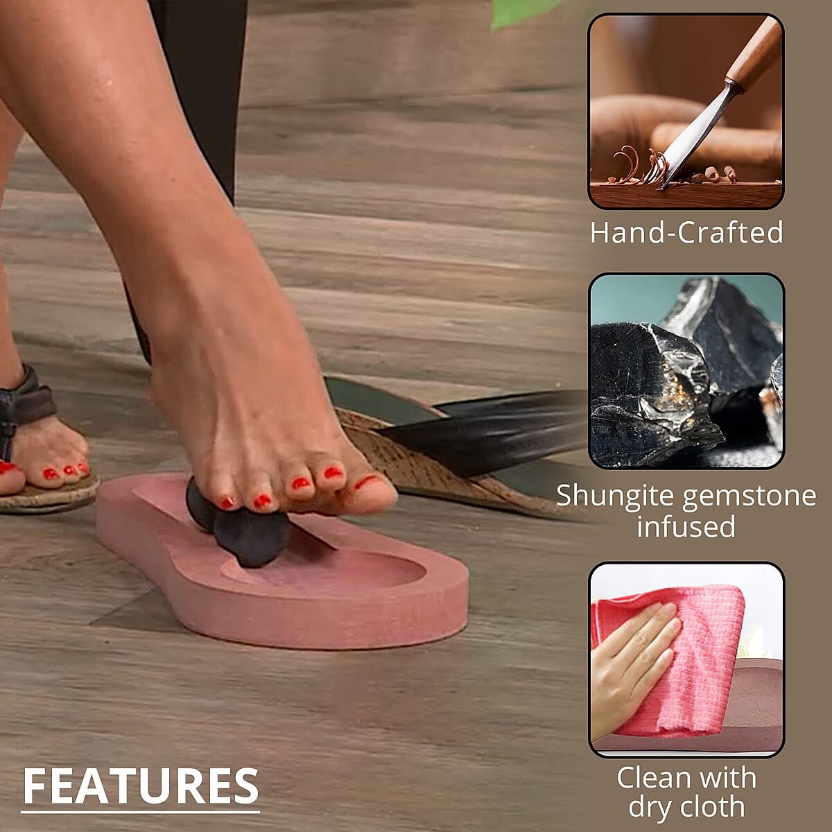 Handcrafted Double Shungite Ball Foot Massager image number 2