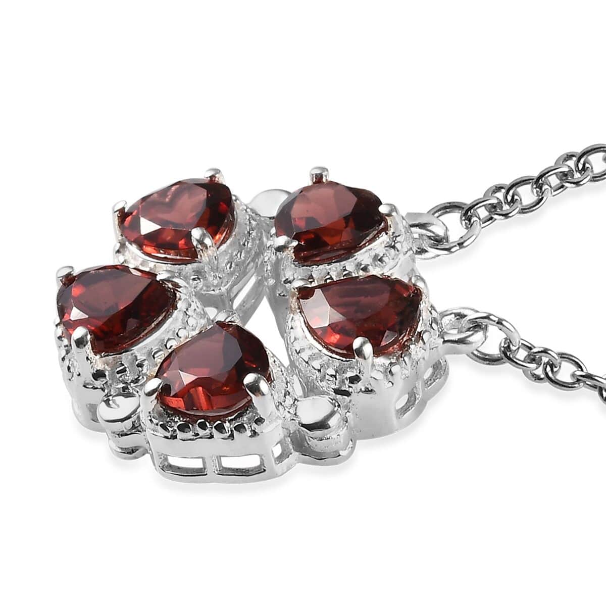 2.70 ctw Mozambique Garnet Necklace 18 Inch in Stainless Steel and Sterling Silver image number 3