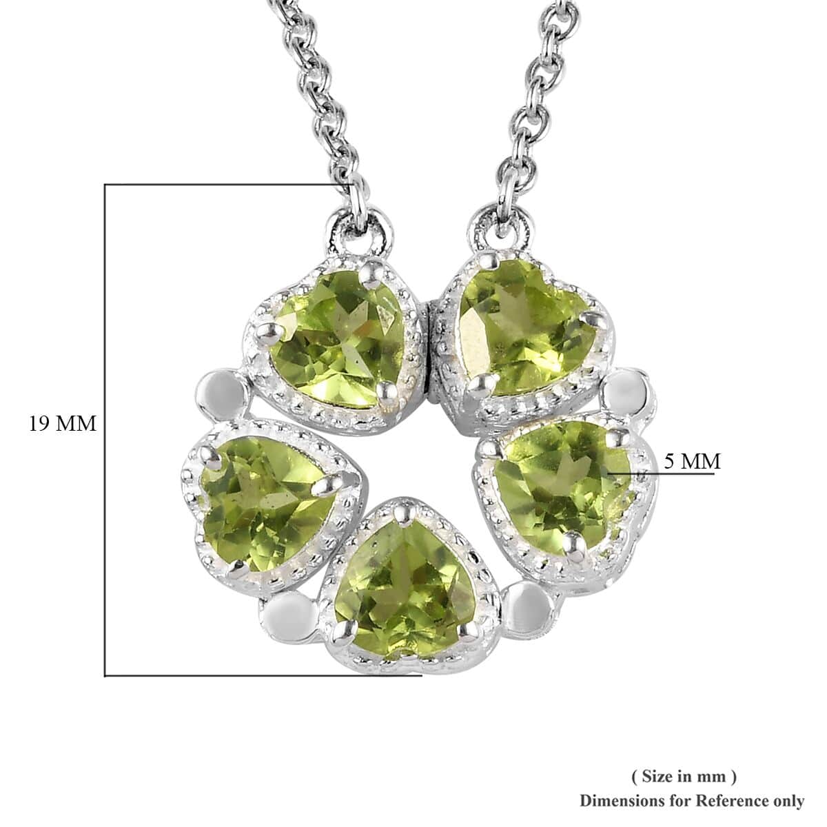 Peridot Heart Shape Openable Necklace 18 Inches in Stainless Steel and Sterling Silver 1.35 ctw image number 6