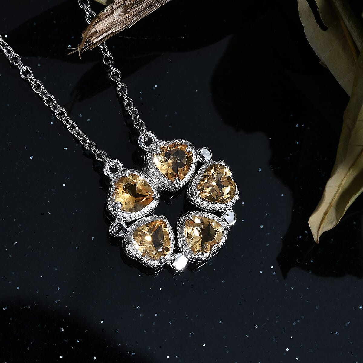 Brazilian Citrine Heart Shape Openable Necklace 18 Inches in Stainless Steel and Sterling Silver 2.15 ctw image number 1