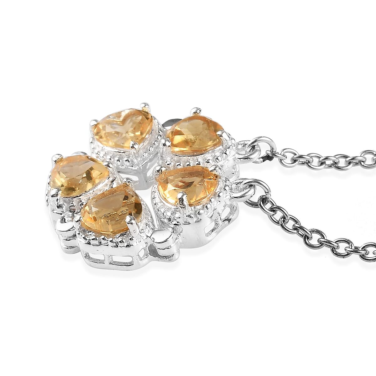 Brazilian Citrine Heart Shape Openable Necklace 18 Inches in Stainless Steel and Sterling Silver 2.15 ctw image number 2