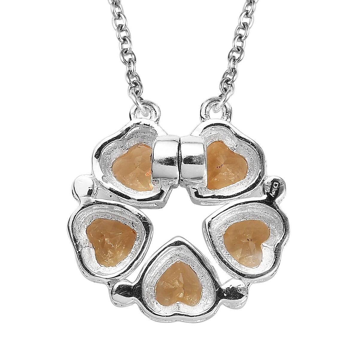 Brazilian Citrine Heart Shape Openable Necklace 18 Inches in Stainless Steel and Sterling Silver 2.15 ctw image number 3