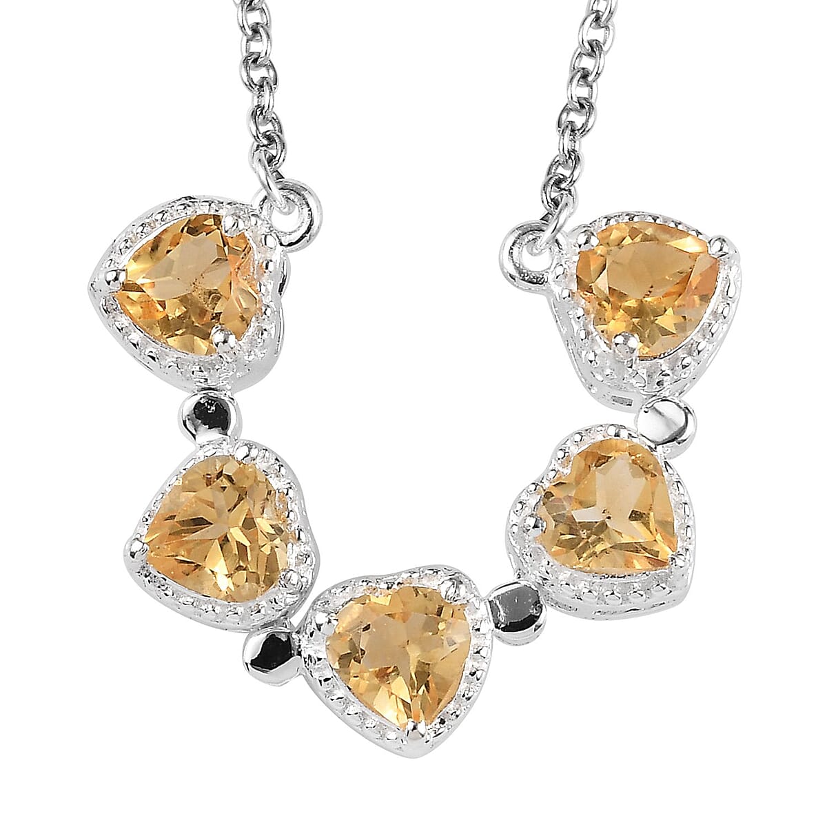 Brazilian Citrine Heart Shape Openable Necklace 18 Inches in Stainless Steel and Sterling Silver 2.15 ctw image number 4