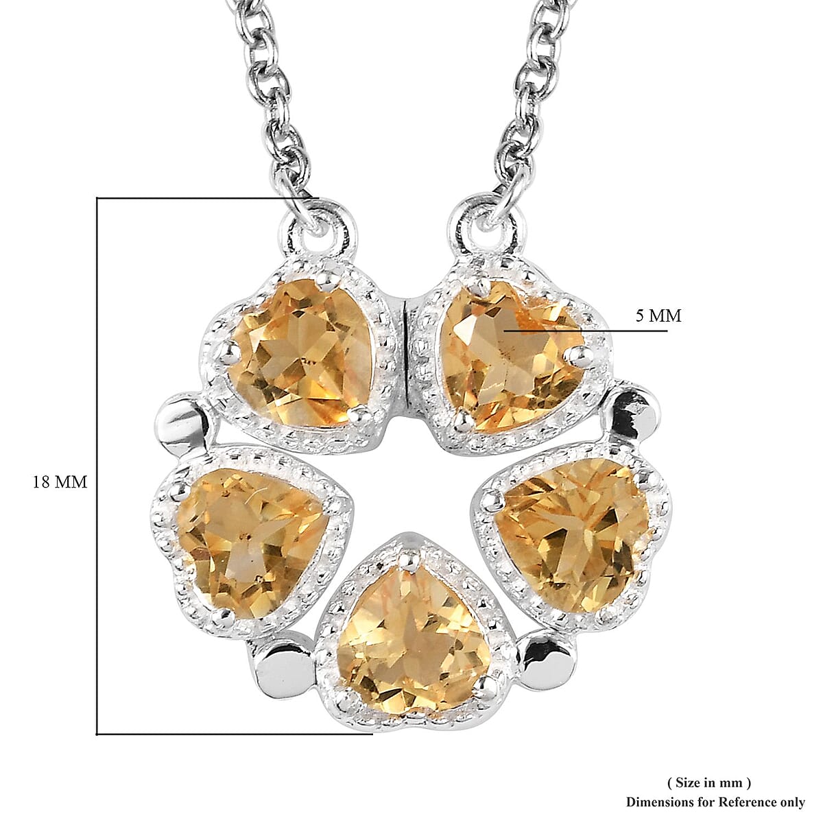 Brazilian Citrine Heart Shape Openable Necklace 18 Inches in Stainless Steel and Sterling Silver 2.15 ctw image number 5