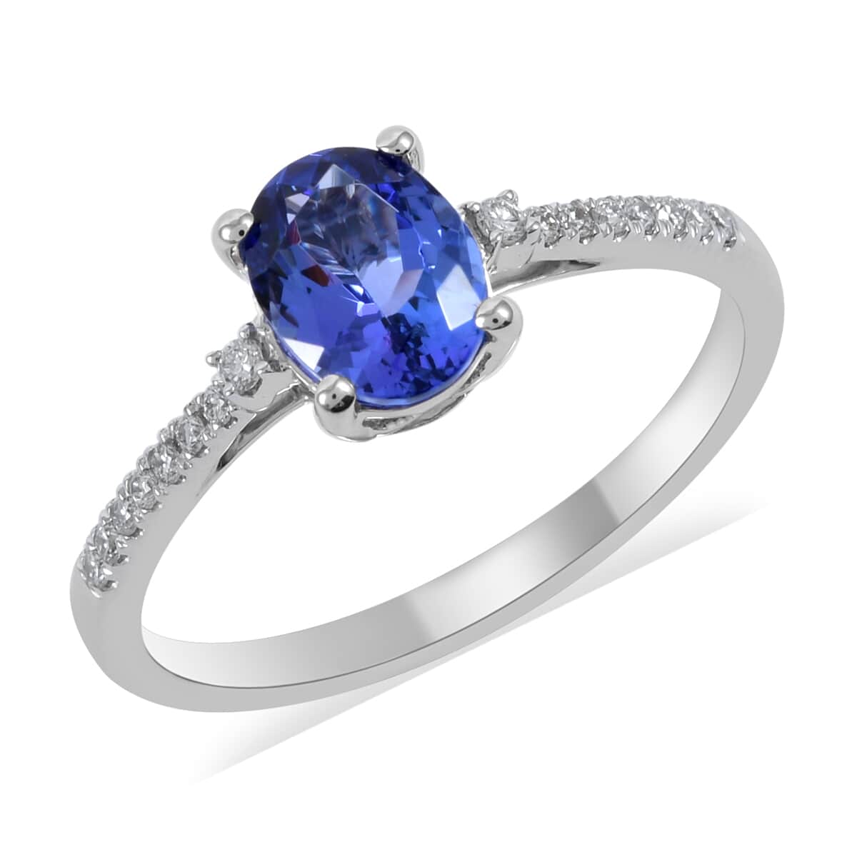 ILIANA 18K White Gold AAA Tanzanite and G-H SI Diamond Ring with Appraised Certificate (Size 8.0) 2.80 Grams 1.65 ctw image number 0