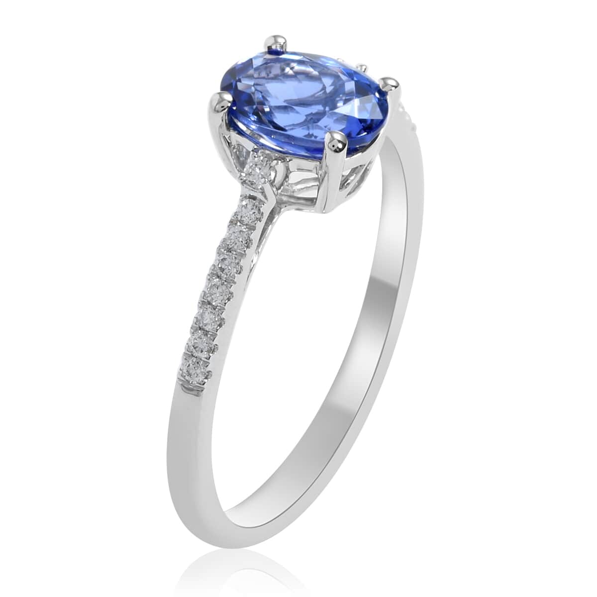 ILIANA 18K White Gold AAA Tanzanite and G-H SI Diamond Ring with Appraised Certificate (Size 8.0) 2.80 Grams 1.65 ctw image number 1