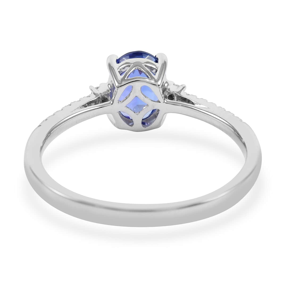 ILIANA 18K White Gold AAA Tanzanite and G-H SI Diamond Ring with Appraised Certificate (Size 8.0) 2.80 Grams 1.65 ctw image number 2