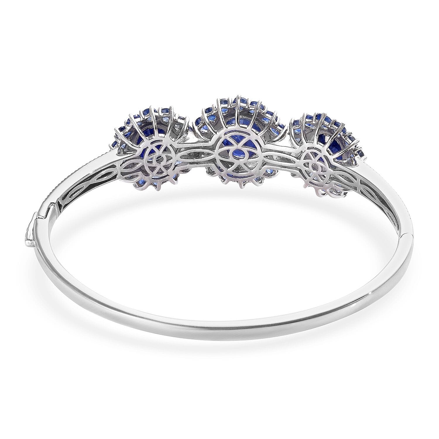 23.50 ctw Masoala Sapphire Bangle Bracelet in Platinum Over Sterling Silver (7.25 in) 19.50 Grams