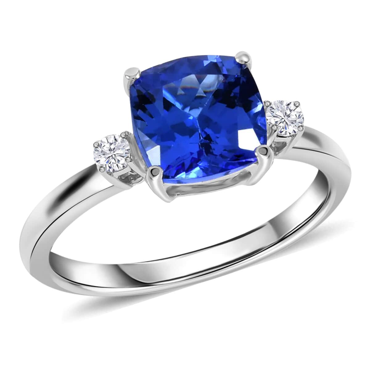 Iliana 18K White Gold AAA Tanzanite and G-H SI Diamond Ring (Size 7.0) 2.30 ctw image number 0