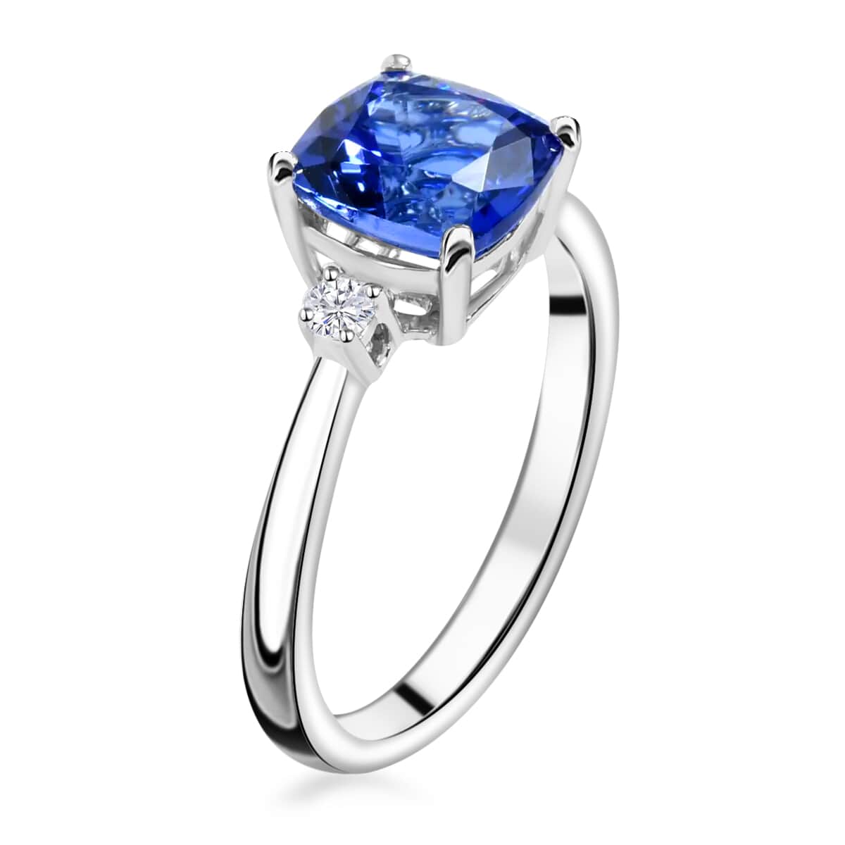 Iliana 18K White Gold AAA Tanzanite and G-H SI Diamond Ring (Size 7.0) 2.30 ctw image number 2