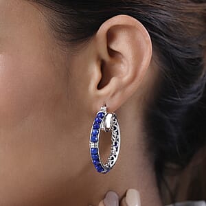 Karis Lapis Lazuli Inside Out Hoop Earrings in Platinum Bond 20.00 ctw