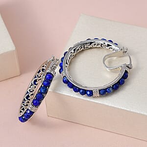 Karis Lapis Lazuli Inside Out Hoop Earrings in Platinum Bond 20.00 ctw