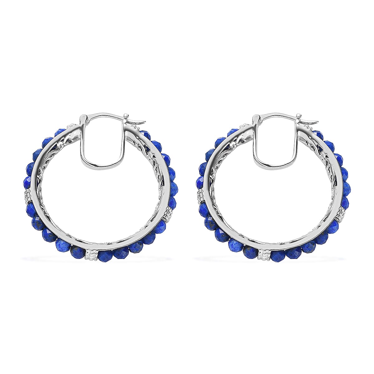 Karis Lapis Lazuli Inside Out Hoop Earrings in Platinum Bond 20.00 ctw