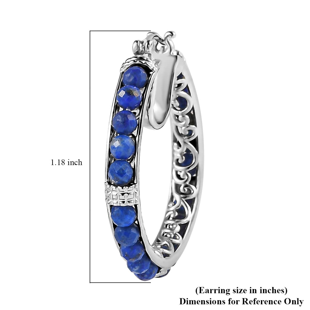 KARIS 18.60 ctw Lapis Lazuli Faceted Hoop Earrings in Platinum Bond image number 6