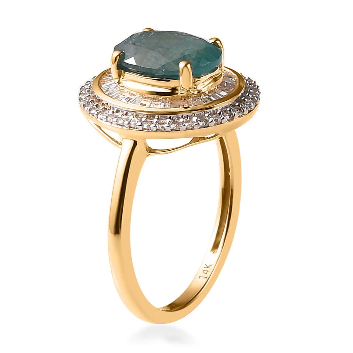 Luxoro 14K Yellow Gold AAA Grandidierite and G-H I2 Diamond Cocktail Ring (Size 7.0) 2.30 ctw image number 3