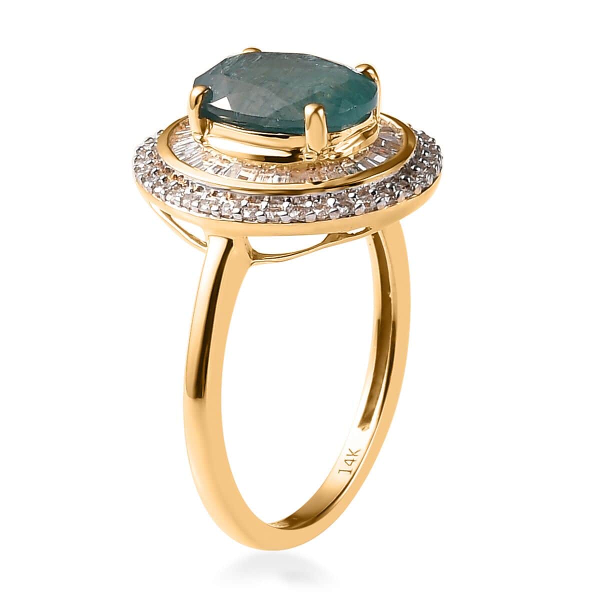 Luxoro 14K Yellow Gold AAA Grandidierite and G-H I2 Diamond Cocktail Ring (Size 9.0) 2.30 ctw image number 3