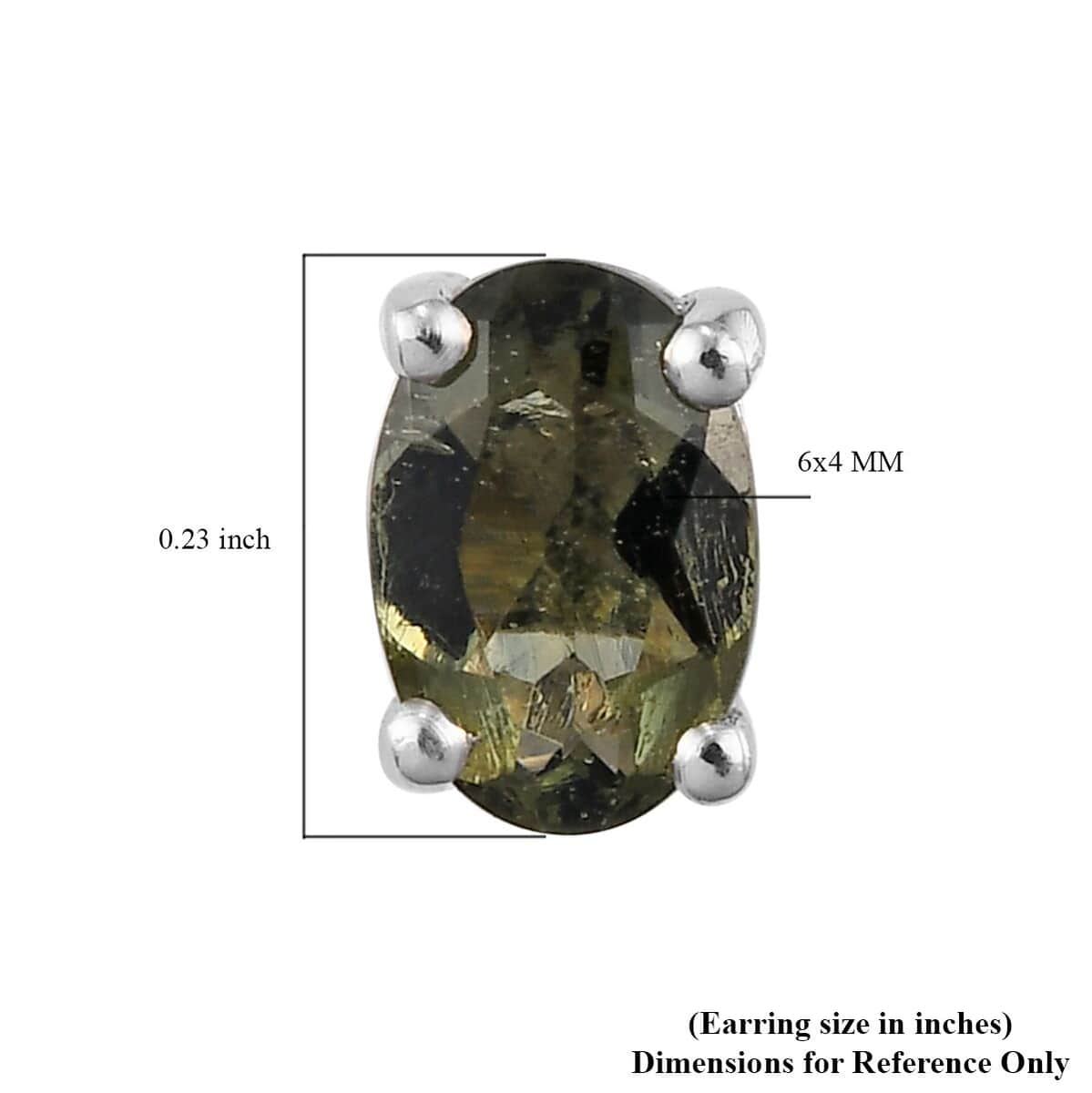 Bohemian Moldavite Stud Earrings in Platinum Over Sterling Silver 0.75 ctw image number 6