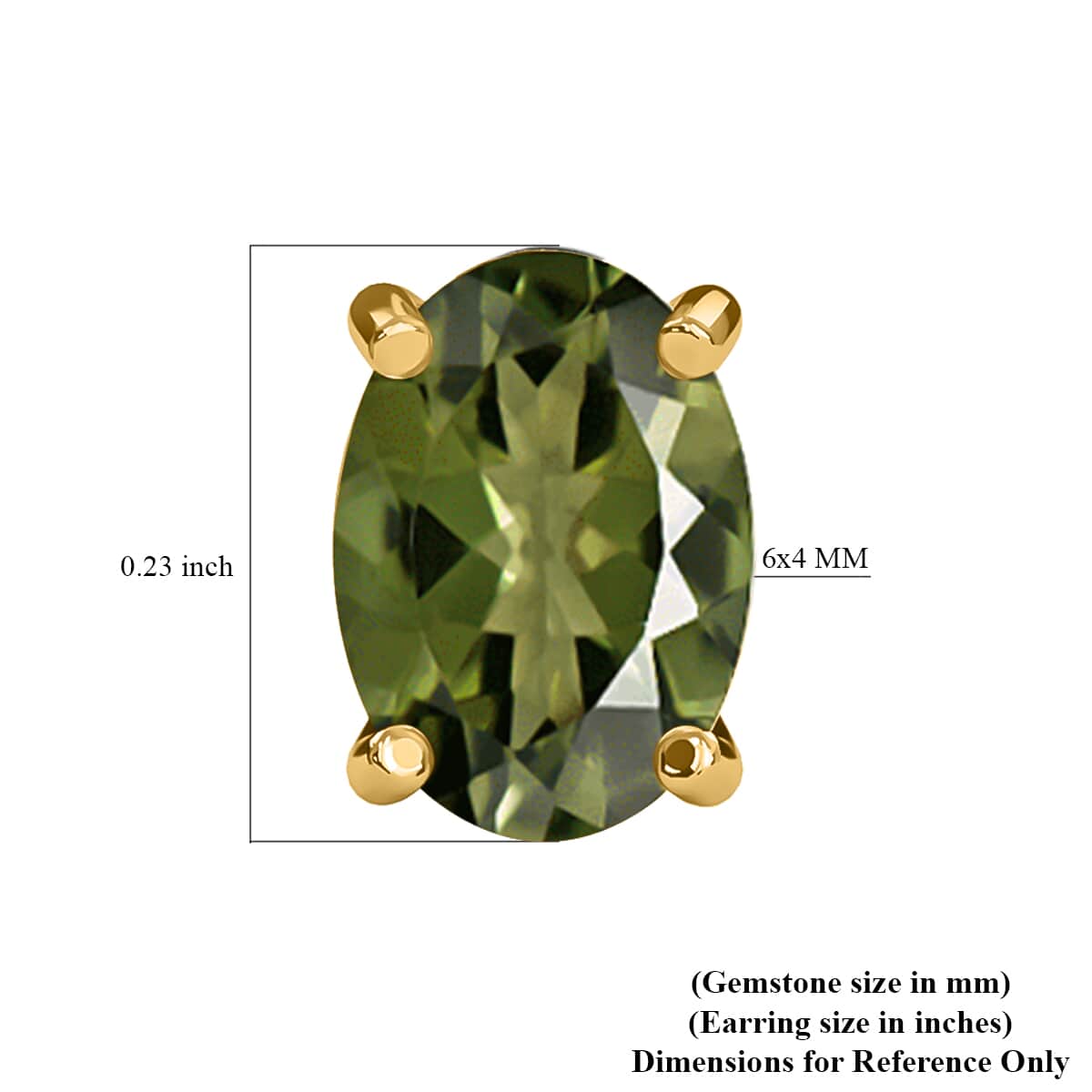 Bohemian Moldavite 0.75 ctw Solitaire Stud Earrings in Vermeil Yellow Gold Over Sterling Silver image number 5