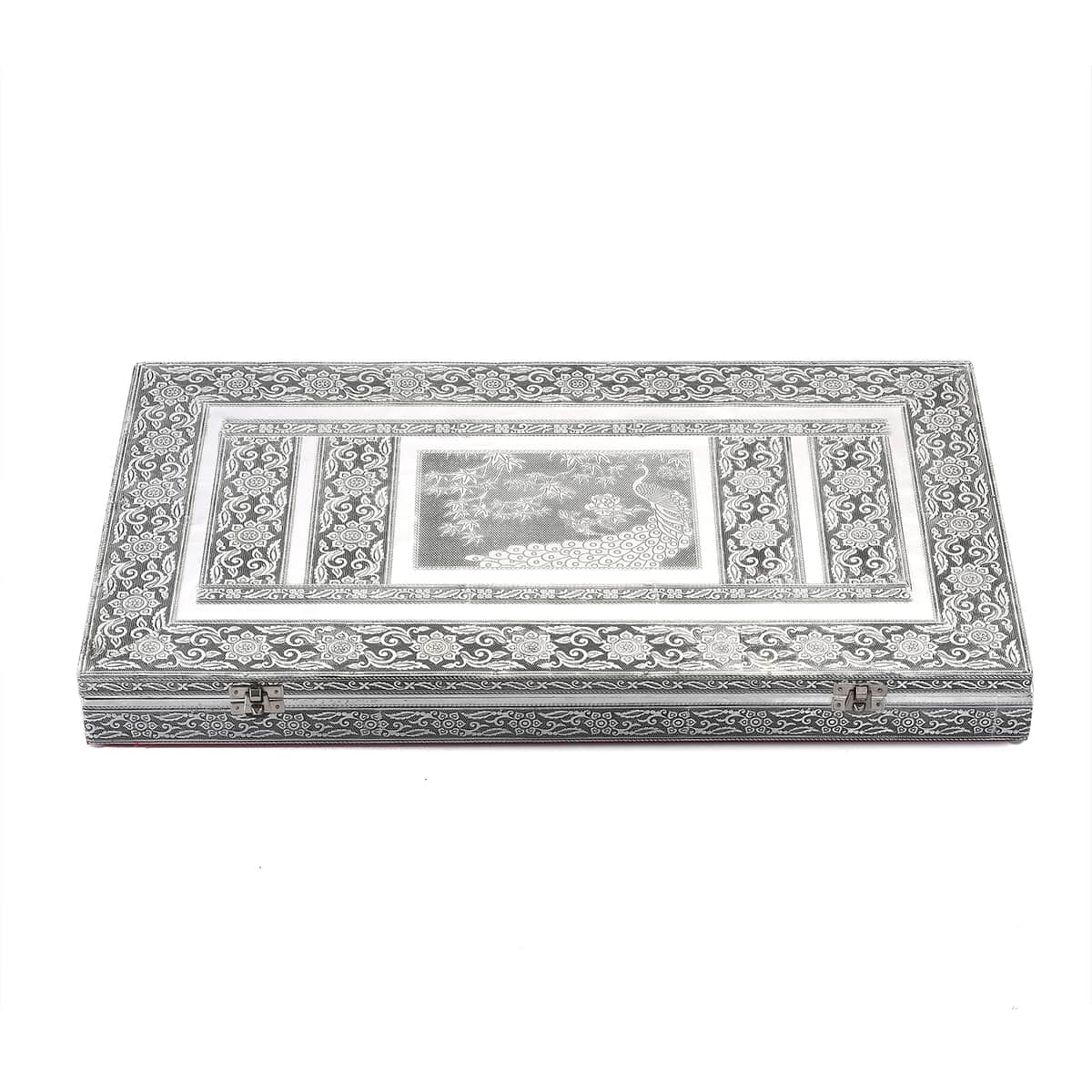 Handcrafted Peacock Embossed Oxidized Aluminum Large Jewelry Box image number 2