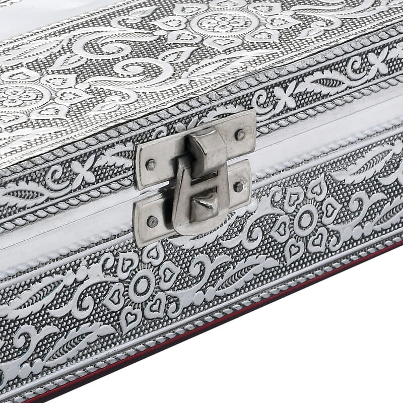 Handcrafted Peacock Embossed Oxidized Aluminum Large Jewelry Box