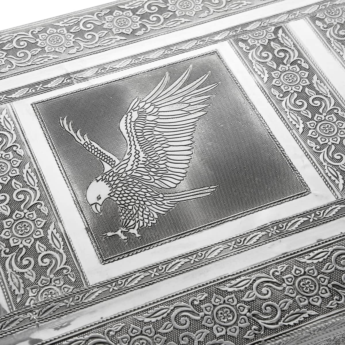 Handcrafted Eagle Embossed Oxidized Aluminum Large Jewelry Box image number 5