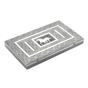 Handcrafted Stallion Embossed Oxidized Aluminum Large Jewelry Box
