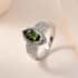 Premium Bohemian Moldavite and White Zircon Ring in Platinum Over Sterling Silver (Size 8.0) 1.35 ctw image number 1