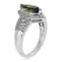 Premium Bohemian Moldavite and White Zircon Ring in Platinum Over Sterling Silver (Size 8.0) 1.35 ctw image number 3
