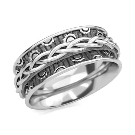 Sterling Silver Braided Spinner Ring, Anxiety Ring for Women, Fidget Rings for Anxiety for Women, Stress Relieving Anxiety Ring, Promise Rings (Size 10.0) (3.75 g) image number 0