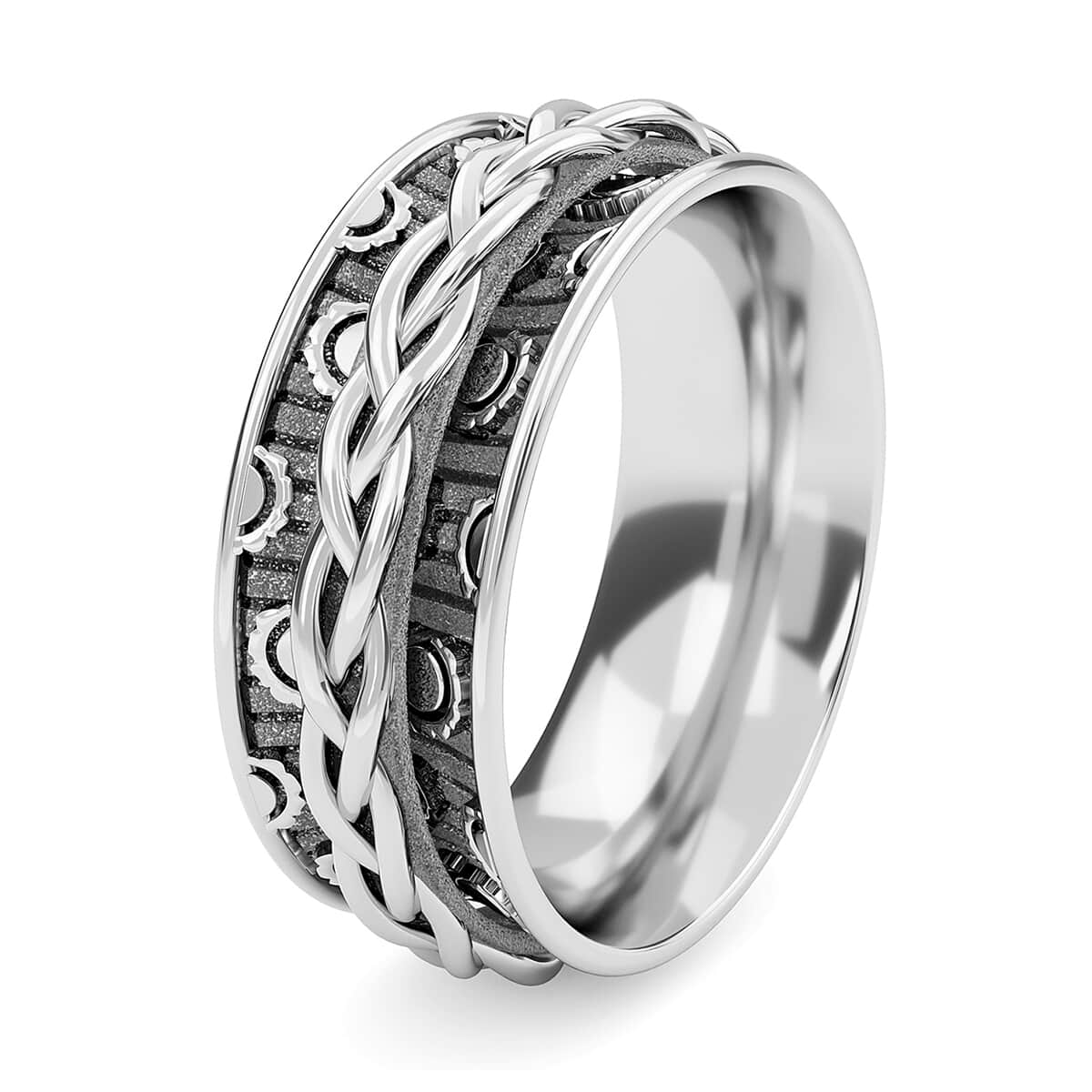 Sterling Silver Braided Spinner Ring, Anxiety Ring for Women, Fidget Rings for Anxiety for Women, Stress Relieving Anxiety Ring, Promise Rings (Size 10.0) (3.75 g) image number 6