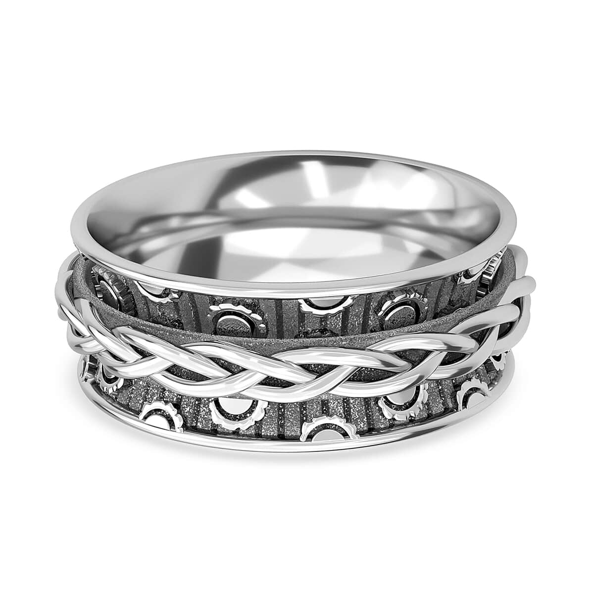Sterling Silver Braided Spinner Ring, Anxiety Ring for Women, Fidget Rings for Anxiety for Women, Stress Relieving Anxiety Ring, Promise Rings (Size 10.0) (3.75 g) image number 7