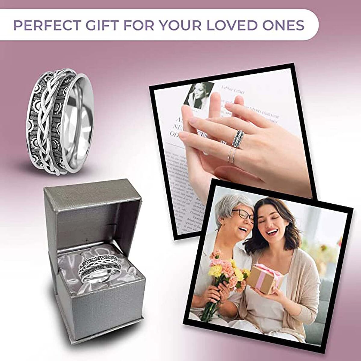 Braided Spinner Ring in Sterling Silver, Anxiety Ring for Women, Fidget Rings for Anxiety for Women, Stress Relieving Anxiety Ring, Promise Rings (Size 5.0) (3.75 g) image number 5