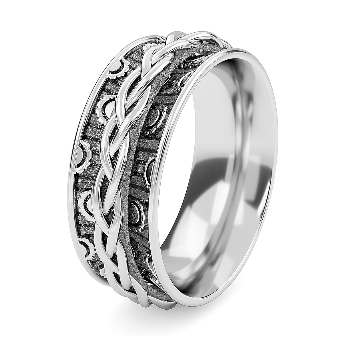 Braided Spinner Ring in Sterling Silver, Anxiety Ring for Women, Fidget Rings for Anxiety for Women, Stress Relieving Anxiety Ring, Promise Rings (Size 5.0) (3.75 g) image number 6