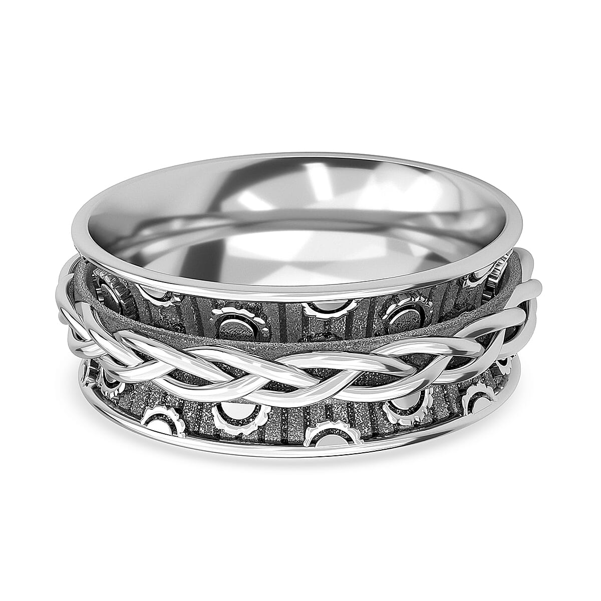 Braided Spinner Ring in Sterling Silver, Anxiety Ring for Women, Fidget Rings for Anxiety for Women, Stress Relieving Anxiety Ring, Promise Rings (Size 5.0) (3.75 g) image number 7