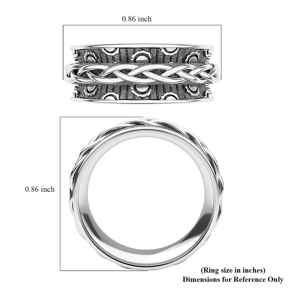 Braided Spinner Ring in Sterling Silver, Anxiety Ring for Women, Fidget Rings for Anxiety for Women, Stress Relieving Anxiety Ring, Promise Rings (Size 5.0) (3.75 g) image number 8
