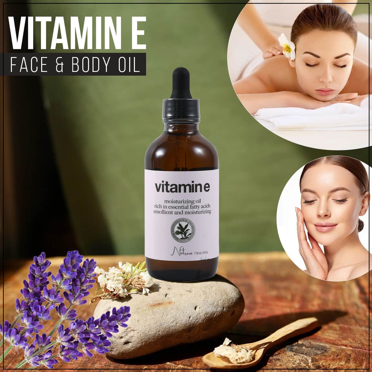 Natrave Vitamin E Hydrating Face & Body Oil 4 fl. oz (Made in USA) image number 1