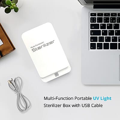 White Multi-Function Portable UV Light Sterilizer Box with USB Cable