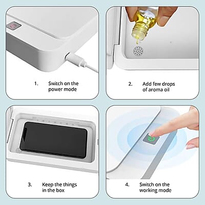 White Multi-Function Portable UV Light Sterilizer Box with USB Cable