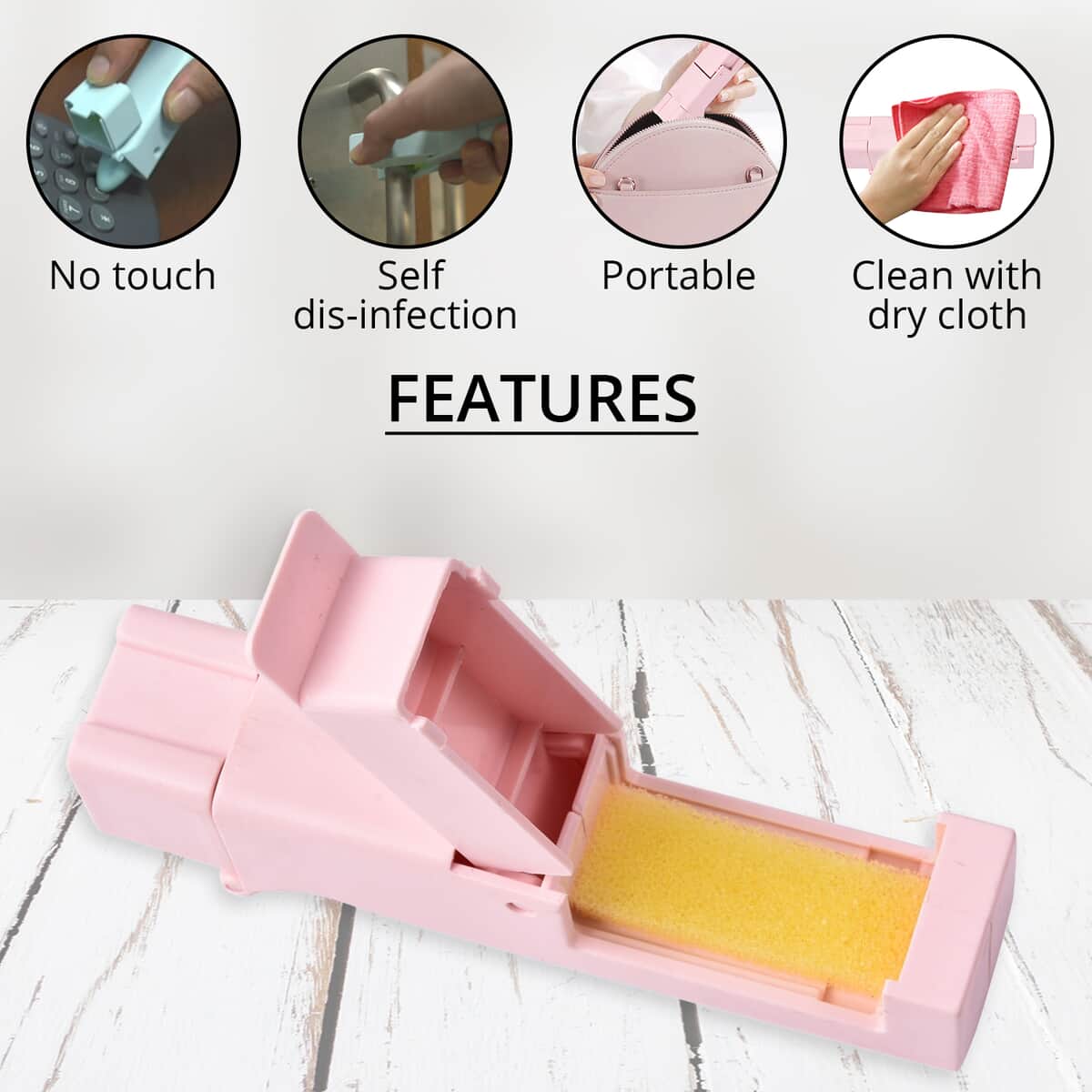 No Contact Sanitary Tool with Small Storage Bottle -Pink image number 2