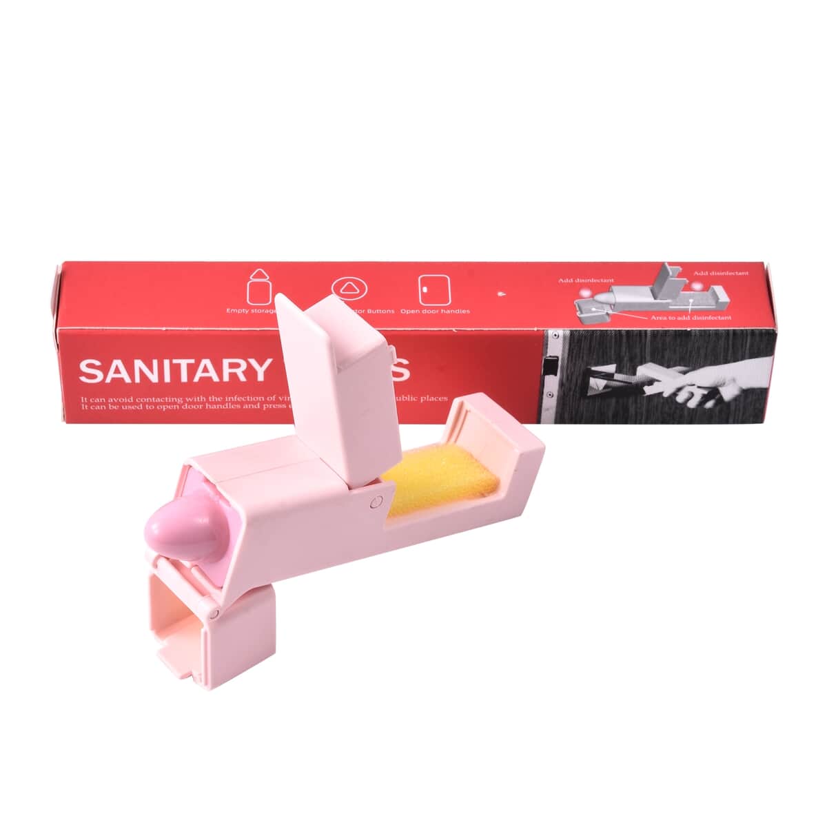 No Contact Sanitary Tool with Small Storage Bottle -Pink image number 4