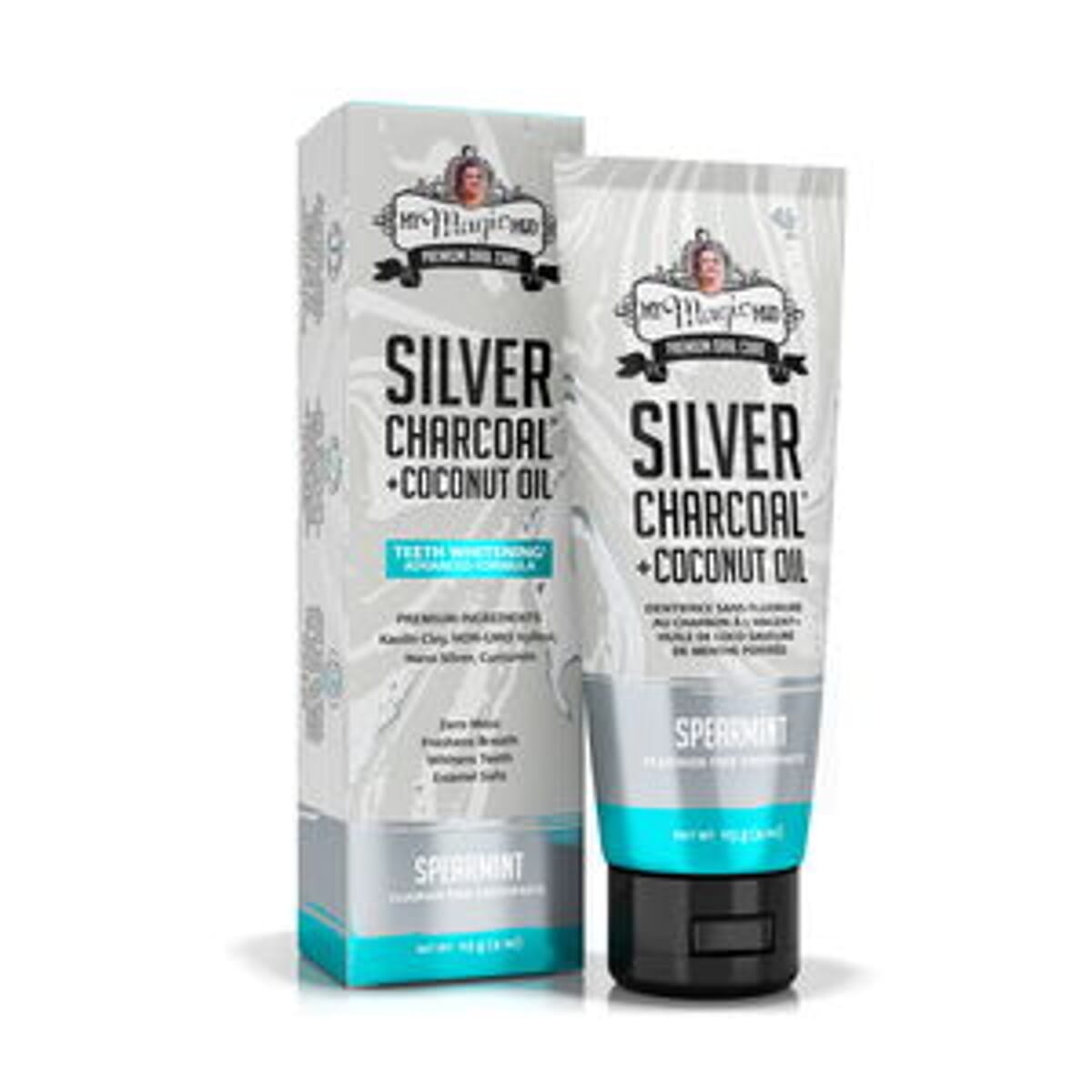 My Magic Mud Advanced Formula Silver Charcoal Toothpaste Spearmint 4oz & 2Pack Toothbrush Made in USA image number 2
