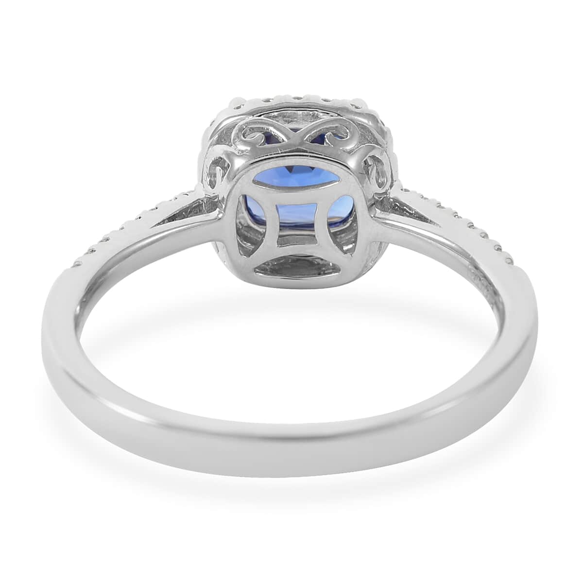 Iliana 18K White Gold AAA Tanzanite and G-H SI Diamond Cushion Halo Ring (Size 7.0) 3.06 Grams 1.55 ctw image number 2