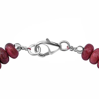 Norwegian Thulite Bracelet, Round Beads Bracelet, Thulite Beads Bracelet, Sterling Silver Bracelet (7.25 In) 94.00 ctw