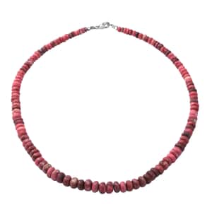 Norwegian Thulite 155.00 ctw Necklace, Beaded Necklace, Round Beads Necklace, Sterling Silver Necklace, 18 Inches Necklace