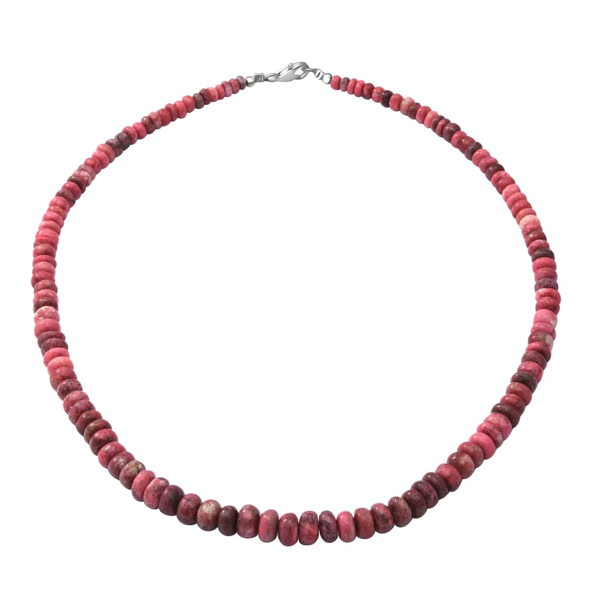 Norwegian Thulite Necklace, Beaded Necklace, Round Beads Necklace, Sterling Silver Necklace, 18 Inches Necklace 155.00 ctw image number 0