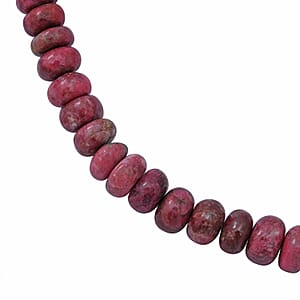 Norwegian Thulite 155.00 ctw Necklace, Beaded Necklace, Round Beads Necklace, Sterling Silver Necklace, 18 Inches Necklace