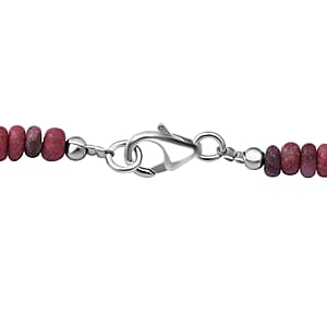 Norwegian Thulite 155.00 ctw Necklace, Beaded Necklace, Round Beads Necklace, Sterling Silver Necklace, 18 Inches Necklace