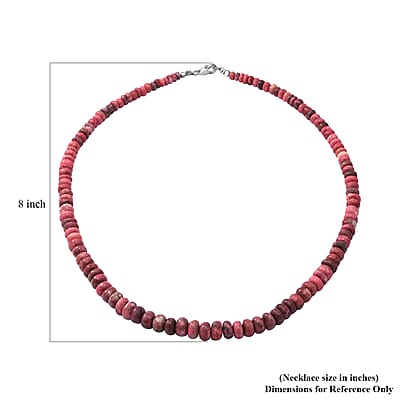 Norwegian Thulite 155.00 ctw Necklace, Beaded Necklace, Round Beads Necklace, Sterling Silver Necklace, 18 Inches Necklace