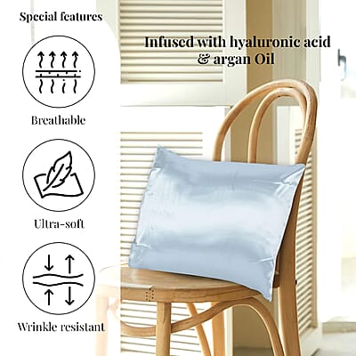 Symphony Home Blue 100% Mulberry Silk Pillowcase Infused with Hyaluronic Acid & Argan Oil - Full, Pillow Protectors, Pillow Cover, Cushion Cover, Pillow Shams, Pillow Case Covers