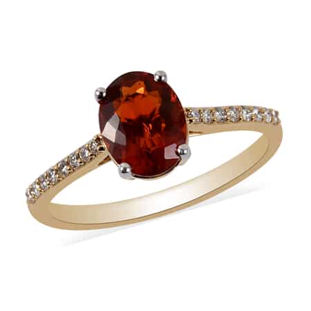 Appraised ILIANA 18K Yellow Gold AAA Crimson Fire Opal and G-H SI Diamond Ring 3.40 Grams 1.30 ctw image number 0